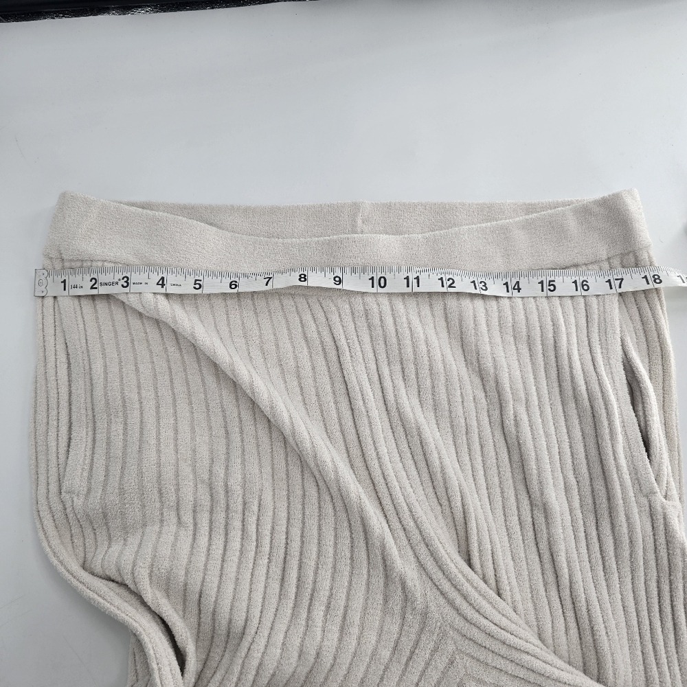Barefoot Dreams CozyChic Ultra Lite Rib Rolled Edge pull on Pants Almond SZ L - Picture 6 of 7